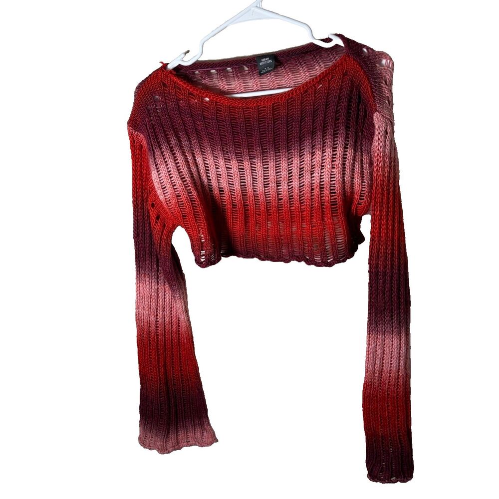 Urban Outfitters Sweater Women's Medium Red Cropped Ombre Knit Pullover